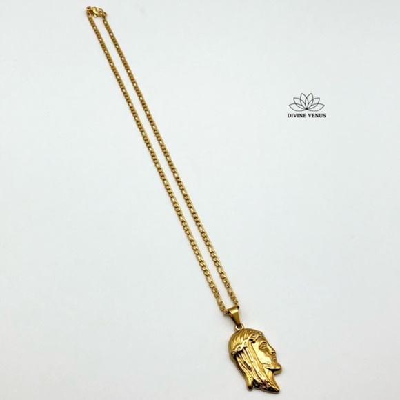 Jesus Necklace | Gold Plated Stainless Steel - Picture 5 of 11